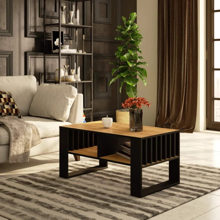 Stolik Kawowy Loft Line Dąb Craft / Czarny