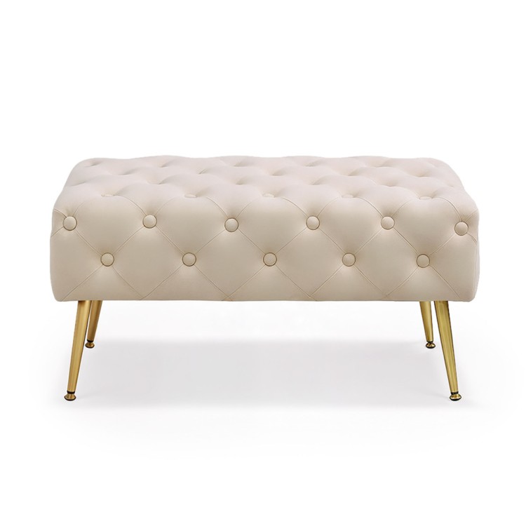 Pufa pikowana Glamour 80 cm Beżowa