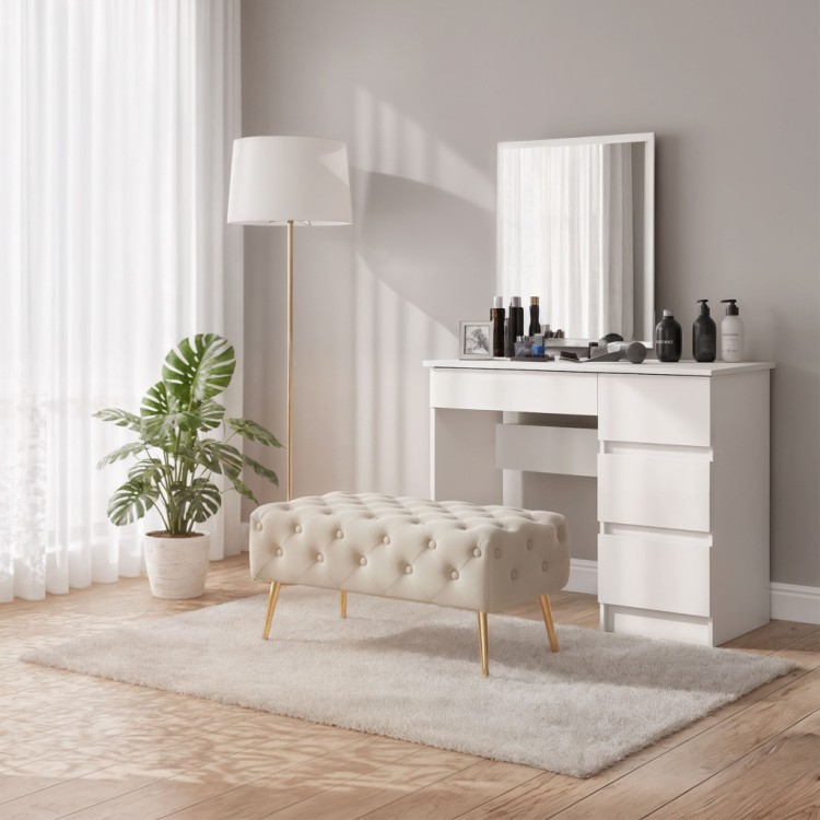 Pufa pikowana Glamour 80 cm Beżowa