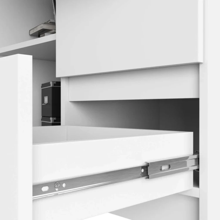 Nowoczesne Biurko Narożne 124cm Białe – Prawe z Szufladami Vantix Office