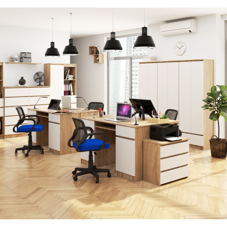 Biurko Vantix Master 135cm Sonoma/Białe– 2 Drzwi 2 Szuflady