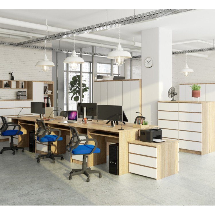 Biurko Vantix Grand 135cm Sonoma/Białe– 2 Drzwi 2 Szuflady