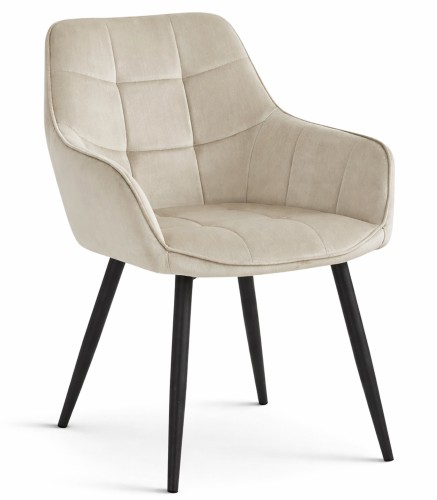 Krzesło Vantix - aksamit  beż / nogi czarne x 1