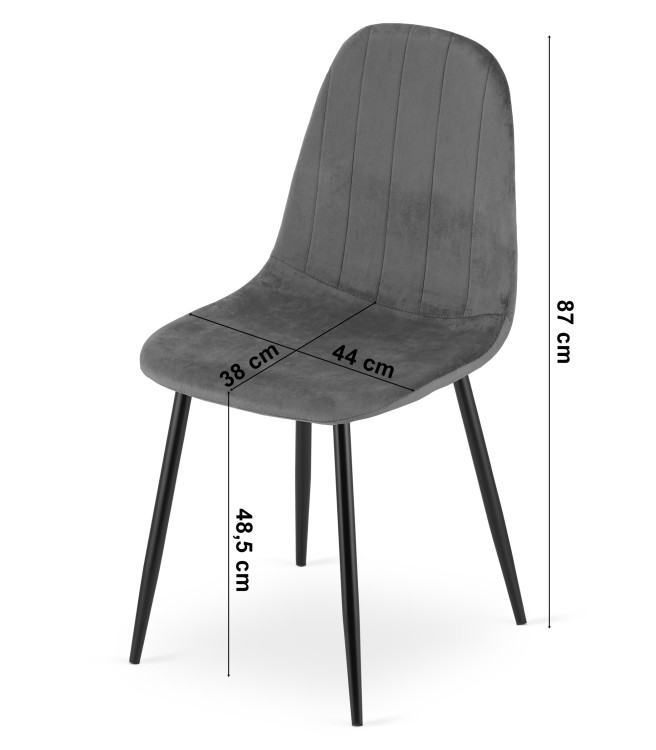 Krzesło Lugo Slim - aksamit zieleń / nogi czarne x 1