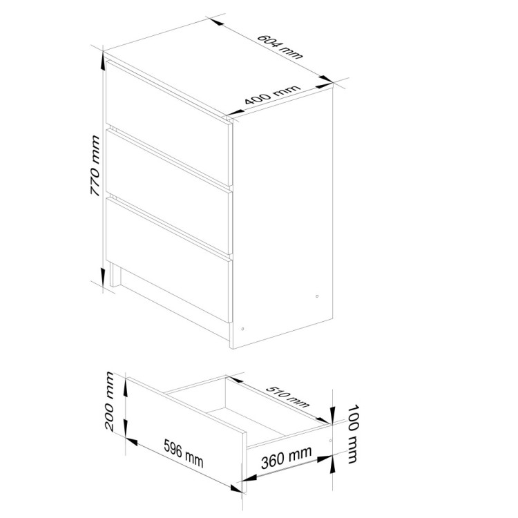 Komoda Forge Slim 60 cm Biały /Szary
