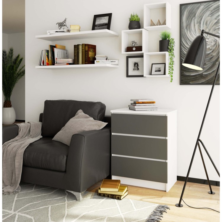 Komoda Forge Slim 60 cm Biały /Szary