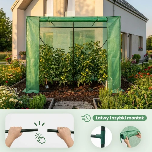 Szklarnia ogrodowa foliowa Flora House 1 drzwi 2 okna Zielona 202x80x170 cm