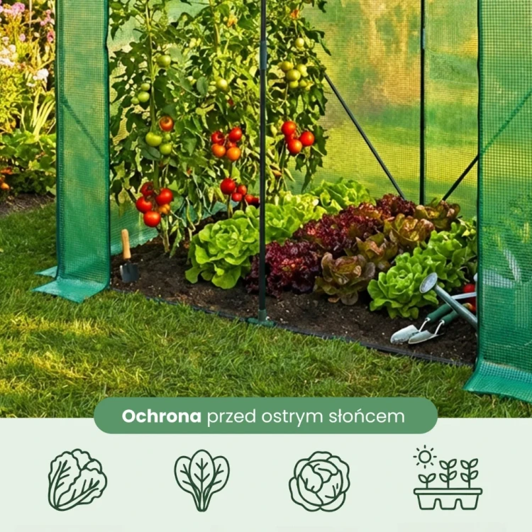 Szklarnia ogrodowa foliowa Flora House 1 drzwi 2 okna Zielona 202x80x170 cm