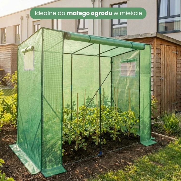 Szklarnia ogrodowa foliowa Flora House 1 drzwi 2 okna Zielona 202x80x170 cm