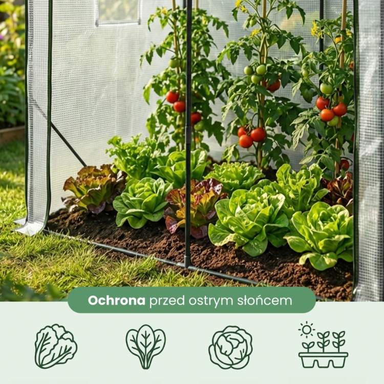 Szklarnia ogrodowa foliowa biała 200x140x200 cm | 2 okna, drzwi rolowane