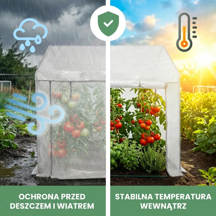 Szklarnia ogrodowa foliowa biała 200x140x200 cm | 2 okna, drzwi rolowane