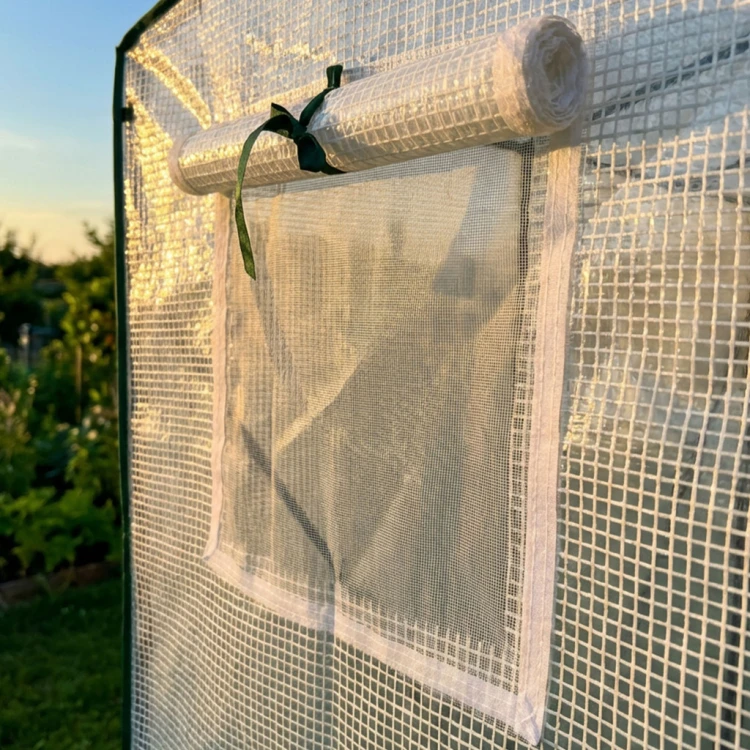 Szklarnia ogrodowa foliowa biała 200x140x200 cm | 2 okna, drzwi rolowane