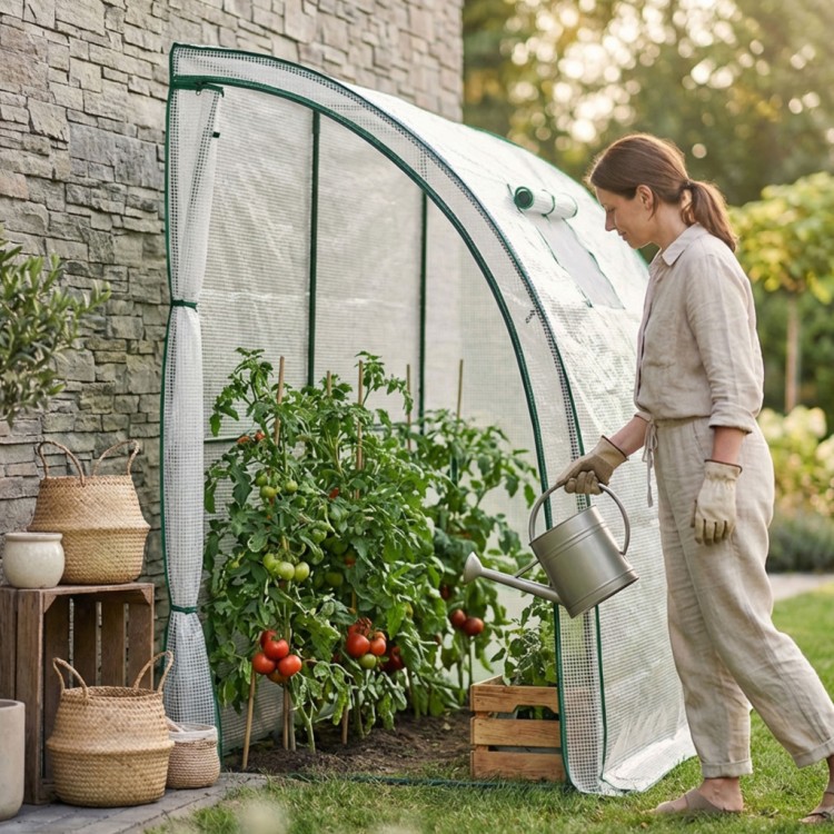 Przyścienna szklarnia foliowa 100x200x210 cm | Biała folia UV