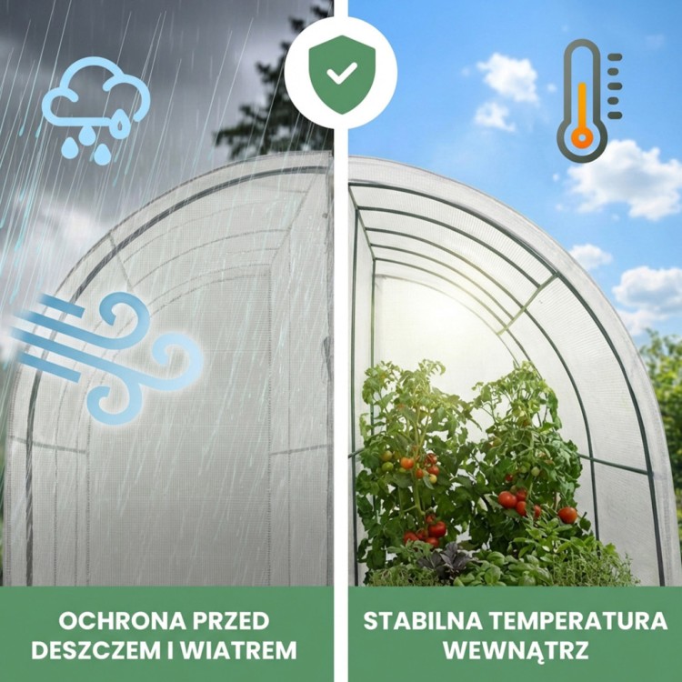 Przyścienna szklarnia foliowa 100x200x210 cm | Biała folia UV