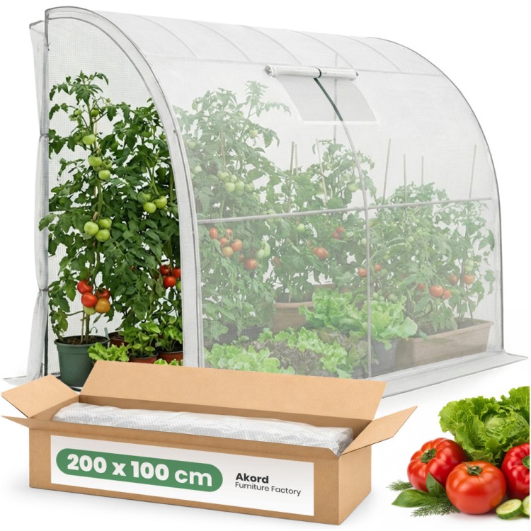 Przyścienna szklarnia foliowa 100x200x210 cm | Biała folia UV