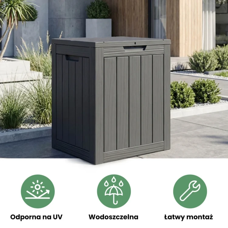 Skrzynia ogrodowa  pojemność 113 litrów Czarna wodoszczelna