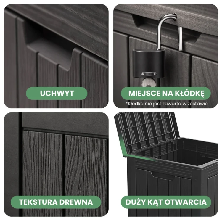 Skrzynia ogrodowa  pojemność 113 litrów Czarna wodoszczelna