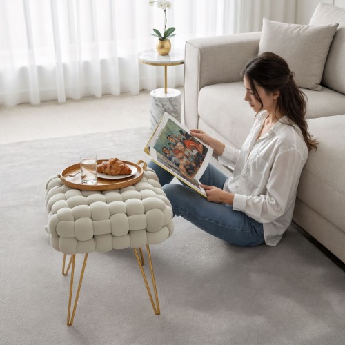 Pufa Cloud Braid Kremowa