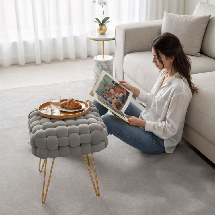 Pufa Cloud Braid Jasny Szary