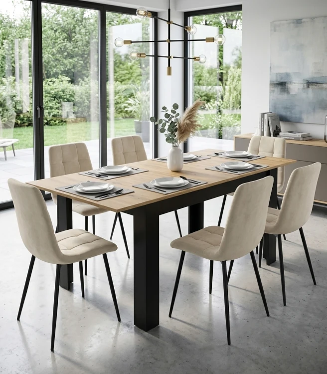 Stół Rozkładany NP 120-160x80 Artisan nogi czarne
