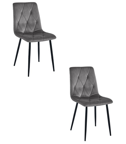 Krzesło LIBRA - aksamit szary ciemny / nogi czarne x 2