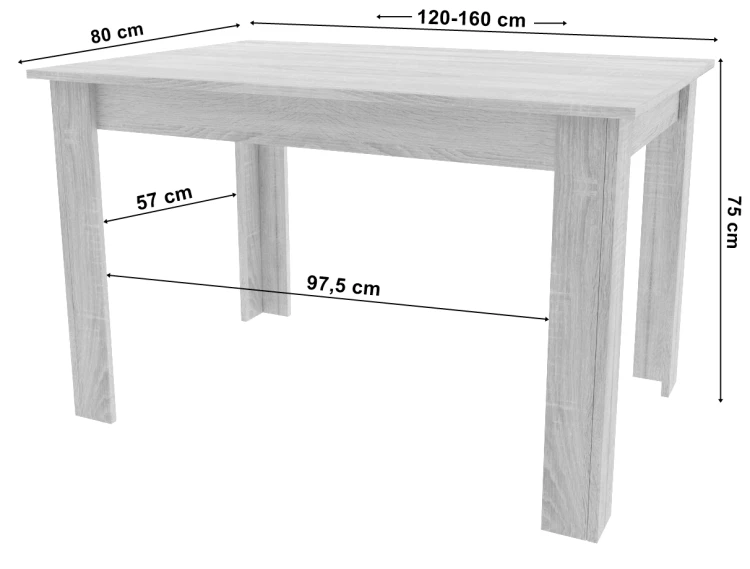 Zestaw Rozkładany stół NP 120-160x80 Artisan nogi czarne + 4 krzesła tapicerowane Libra Czarne