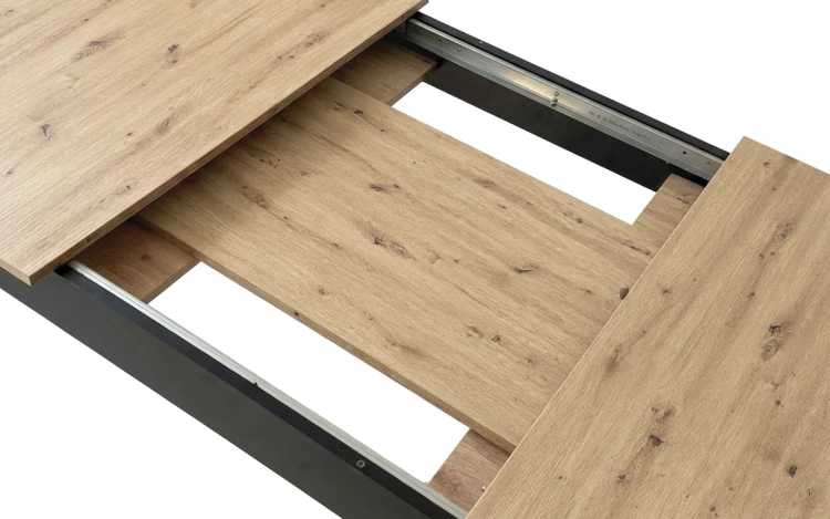 Zestaw Rozkładany stół NP 120-160x80 Artisan nogi czarne + 4 krzesła tapicerowane Libra Czarne