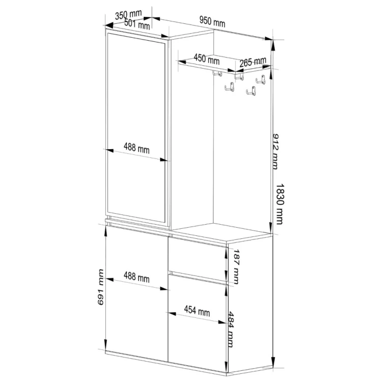 Zestaw Meble Przedpokój MODO Wieszak Szafka Buty