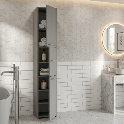 Słupek łazienkowy LUNA 30 cm 3d Szara. komin do łazienki