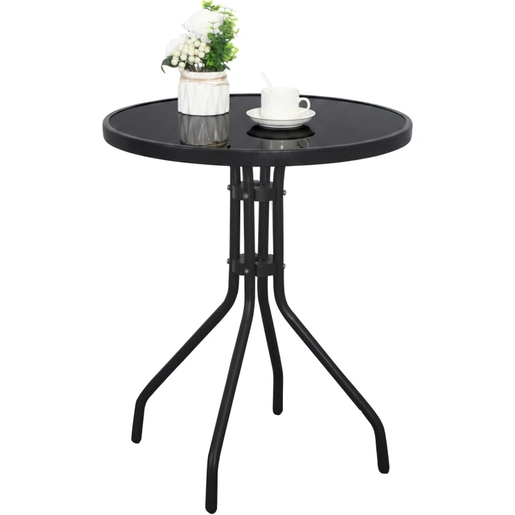 Stół Ogrodowy ISLAND czarny blat Okrągły 60cm