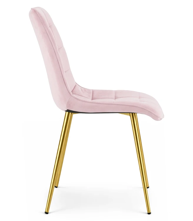 Krzesło Lumi - aksamit róż jasny / nogi złote x 4
