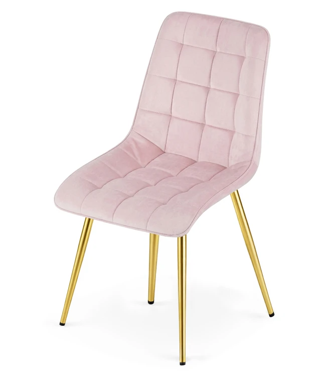 Krzesło Lumi - aksamit róż jasny / nogi złote x 4