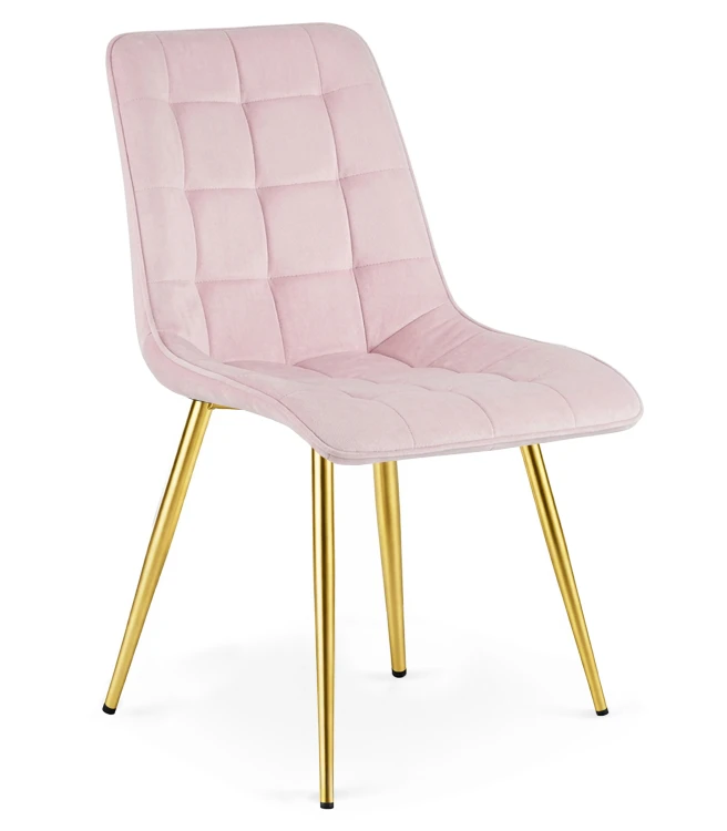 Krzesło Lumi - aksamit róż jasny / nogi złote x 4