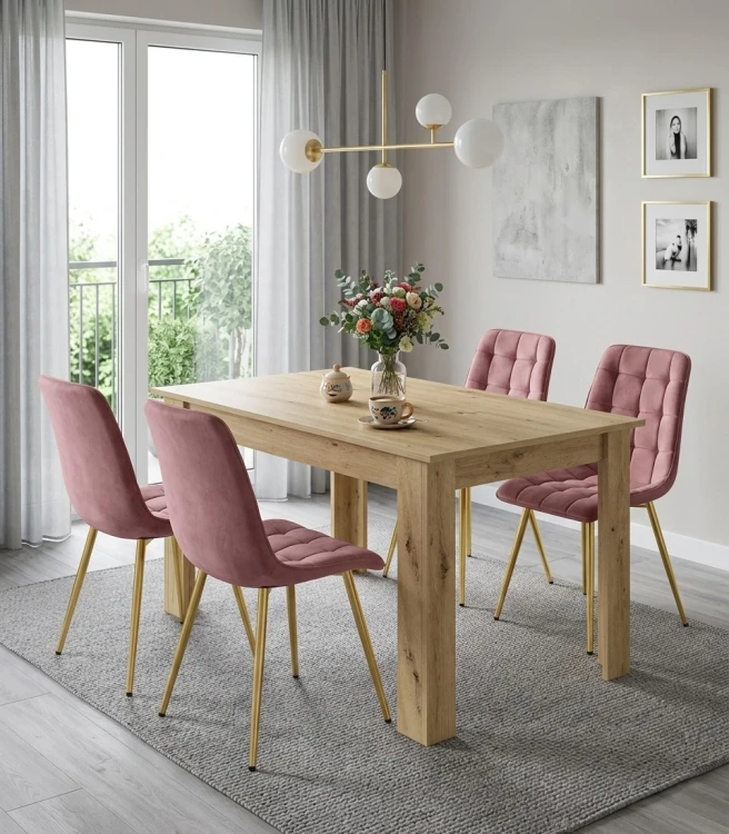 Krzesło Lumi -  aksamit róż ciemny / nogi złote x 4