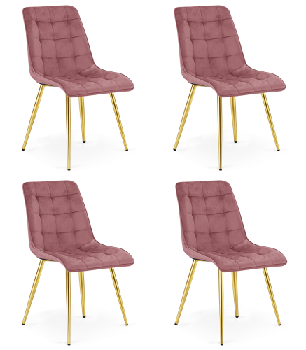 Krzesło Lumi -  aksamit róż ciemny / nogi złote x 4