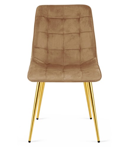 Zestaw 4 krzeseł Lumi – aksamitny brąz i złote detale