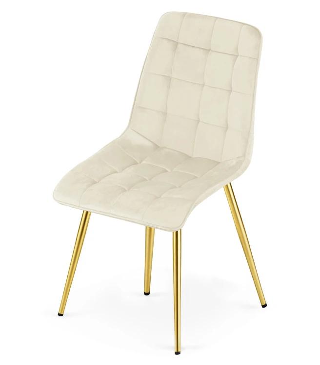 Krzesło Lumi -  aksamit beż jasny / nogi złote x 4