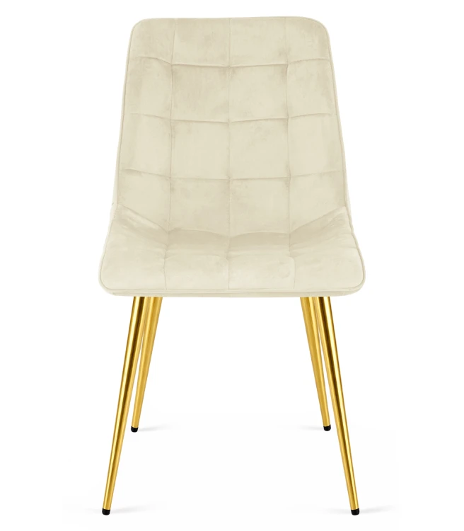 Krzesło Lumi -  aksamit beż jasny / nogi złote x 4