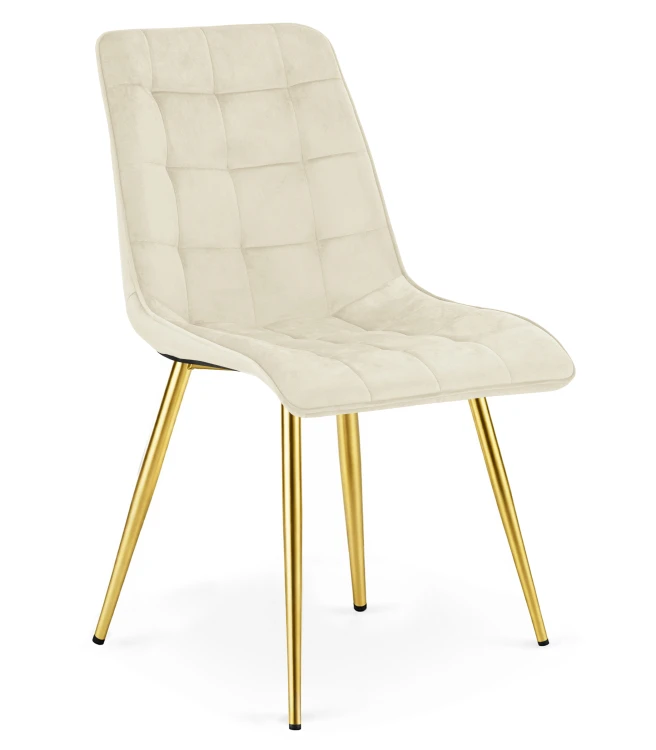 Krzesło Lumi -  aksamit beż jasny / nogi złote x 4