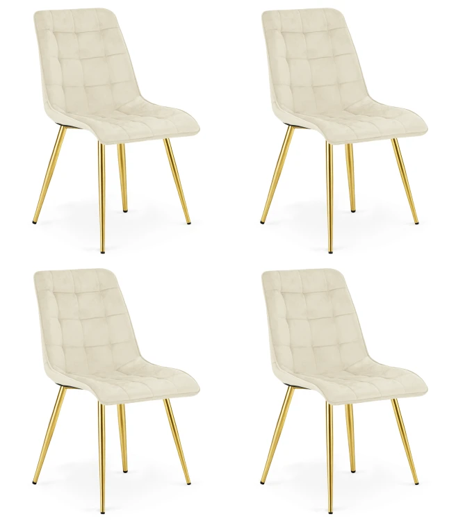 Krzesło Lumi -  aksamit beż jasny / nogi złote x 4