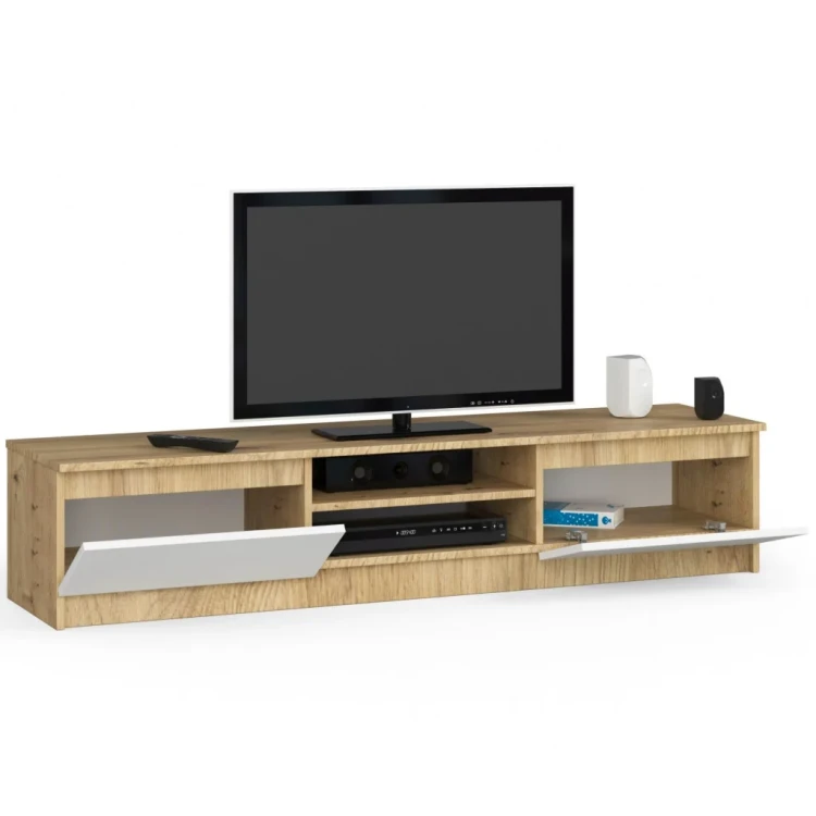 Szafka Komoda RTV Pod Telewizor 160cm Dąb Artisan Biała CLP
