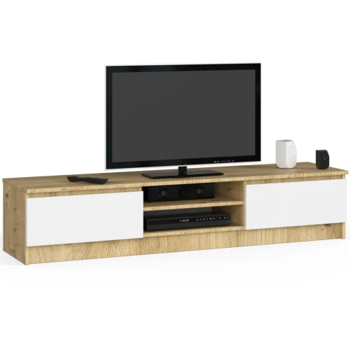 Szafka Komoda RTV Pod Telewizor 160cm Dąb Artisan Biała CLP