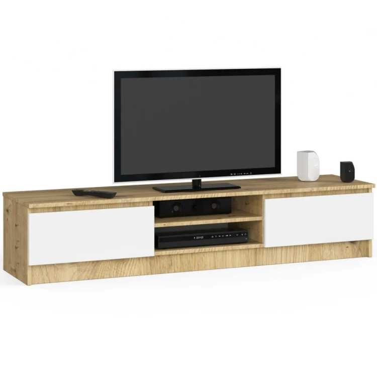 Szafka Komoda RTV Pod Telewizor 160cm Dąb Artisan Biała CLP