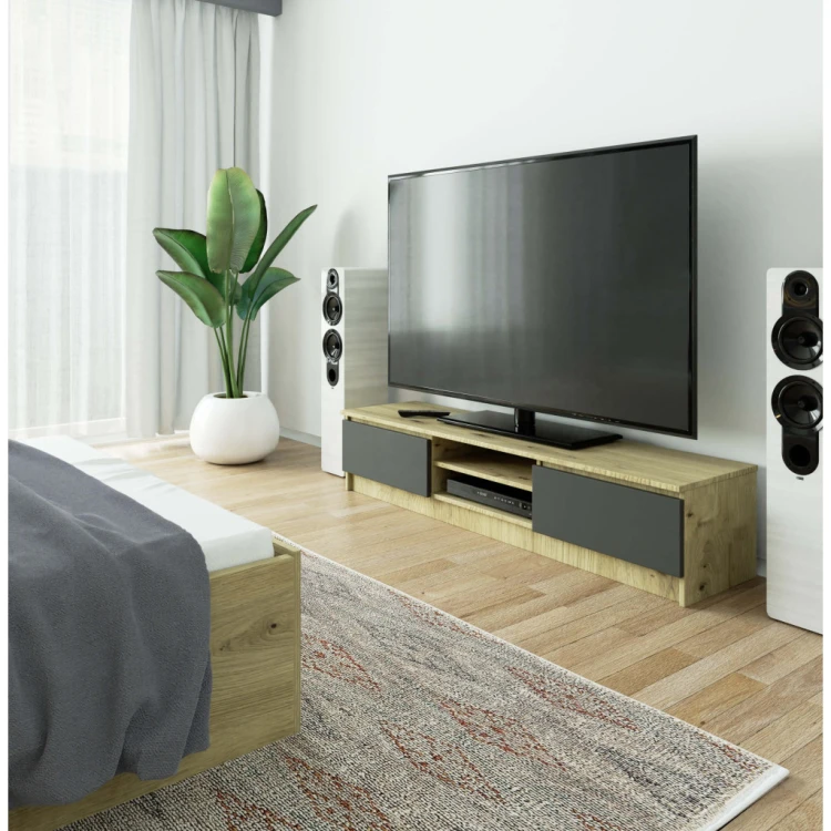Szafka Komoda RTV Pod Telewizor 160cm Dąb Artisan Biała
