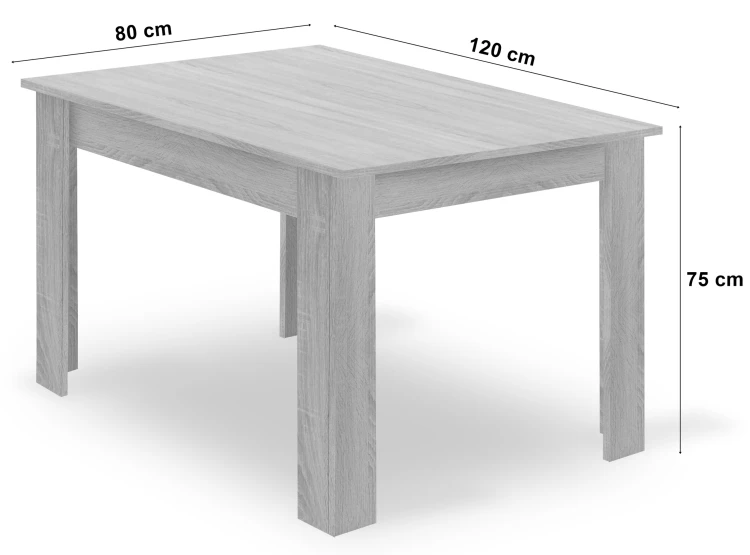 Zestaw Stół NP 120x80cm Craft + Czarny + 4 krzesła WAT czarne / nogi naturalne