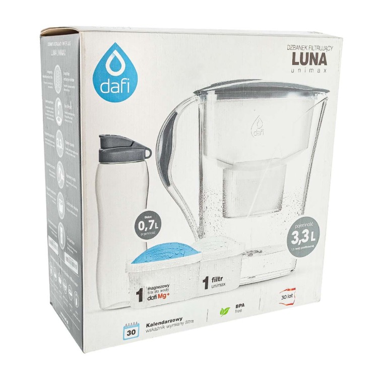 Dzbanek filtrujący wodę Dafi Luna Unimax filtry + bidon