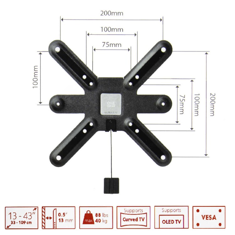 Uchylny uchwyt ścienny do telewizora  13-43″