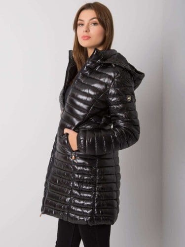 Czarna jesienno zimowa kurtka błyszcząca S