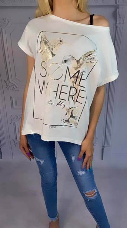 T-shirt ze złotym nadrukiem 36