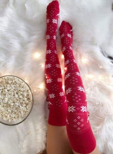 Zakolanówki świąteczne czerwone